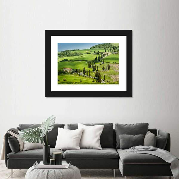 Road With Curves And Cypresses In Tuscany Canvas Wall Art-3 Horizontal-Gallery Wrap-25" x 16"-Tiaracle