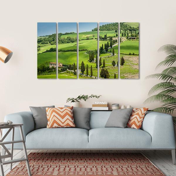 Road With Curves And Cypresses In Tuscany Canvas Wall Art-5 Horizontal-Gallery Wrap-22" x 12"-Tiaracle