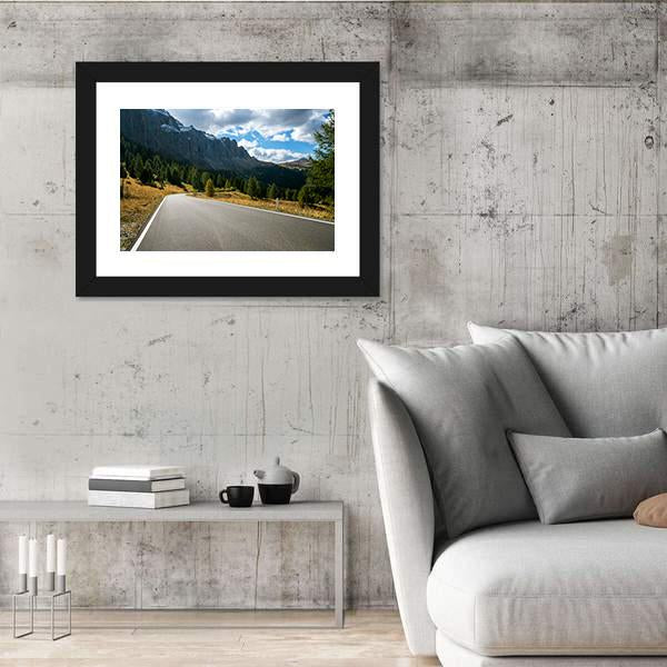 Road With Trees Forest And Mountains Canvas Wall Art-3 Horizontal-Gallery Wrap-25" x 16"-Tiaracle