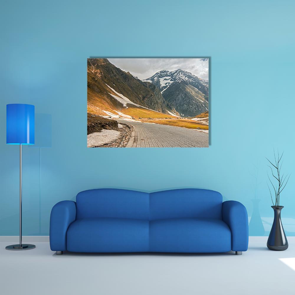 Roads Winding Up Towards High Himalayan Mountain Canvas Wall Art-1 Piece-Gallery Wrap-48" x 32"-Tiaracle