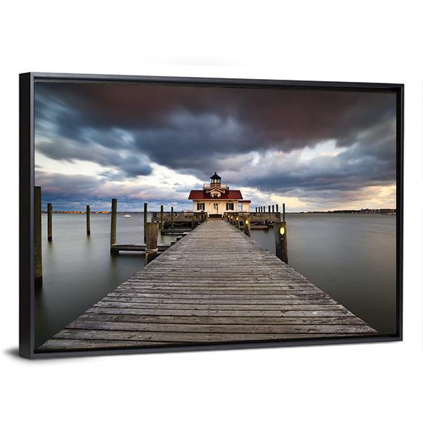 Roanoke Marshes Lighthouse Canvas Wall Art-3 Horizontal-Gallery Wrap-25" x 16"-Tiaracle