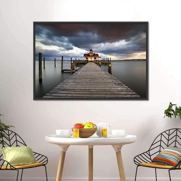 Roanoke Marshes Lighthouse Canvas Wall Art-3 Horizontal-Gallery Wrap-25" x 16"-Tiaracle