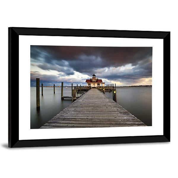 Roanoke Marshes Lighthouse Canvas Wall Art-3 Horizontal-Gallery Wrap-25" x 16"-Tiaracle