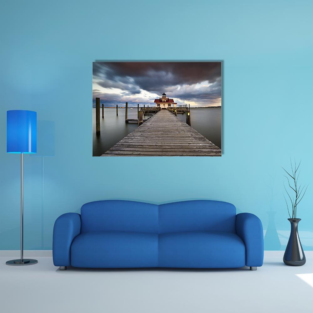 Roanoke Marshes Lighthouse Canvas Wall Art-5 Pop-Gallery Wrap-47" x 32"-Tiaracle
