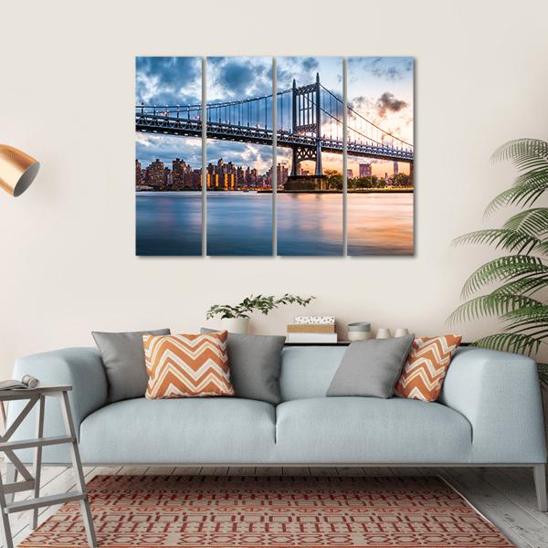 Robert F Kennedy Bridge Canvas Wall Art-4 Horizontal-Gallery Wrap-34" x 24"-Tiaracle