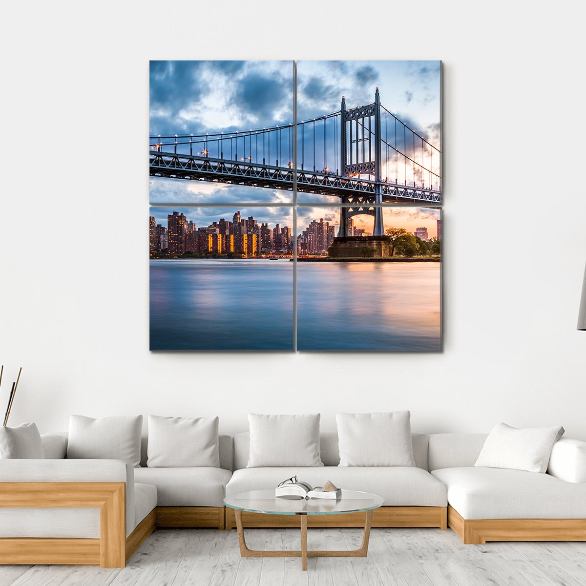 Robert F Kennedy Bridge Canvas Wall Art-4 Square-Gallery Wrap-17" x 17"-Tiaracle