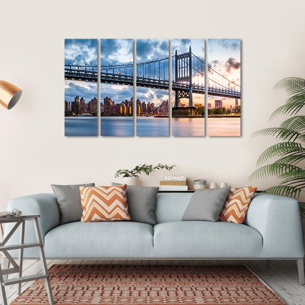 Robert F Kennedy Bridge Canvas Wall Art-5 Horizontal-Gallery Wrap-22" x 12"-Tiaracle