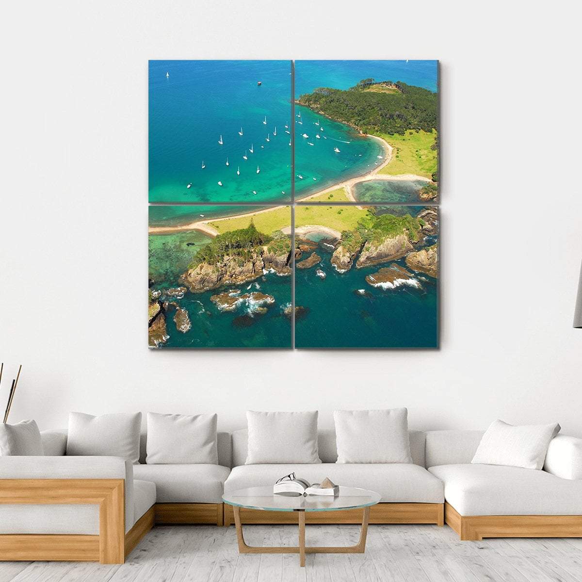 Roberton Island New Zealand Canvas Wall Art-4 Square-Gallery Wrap-17" x 17"-Tiaracle