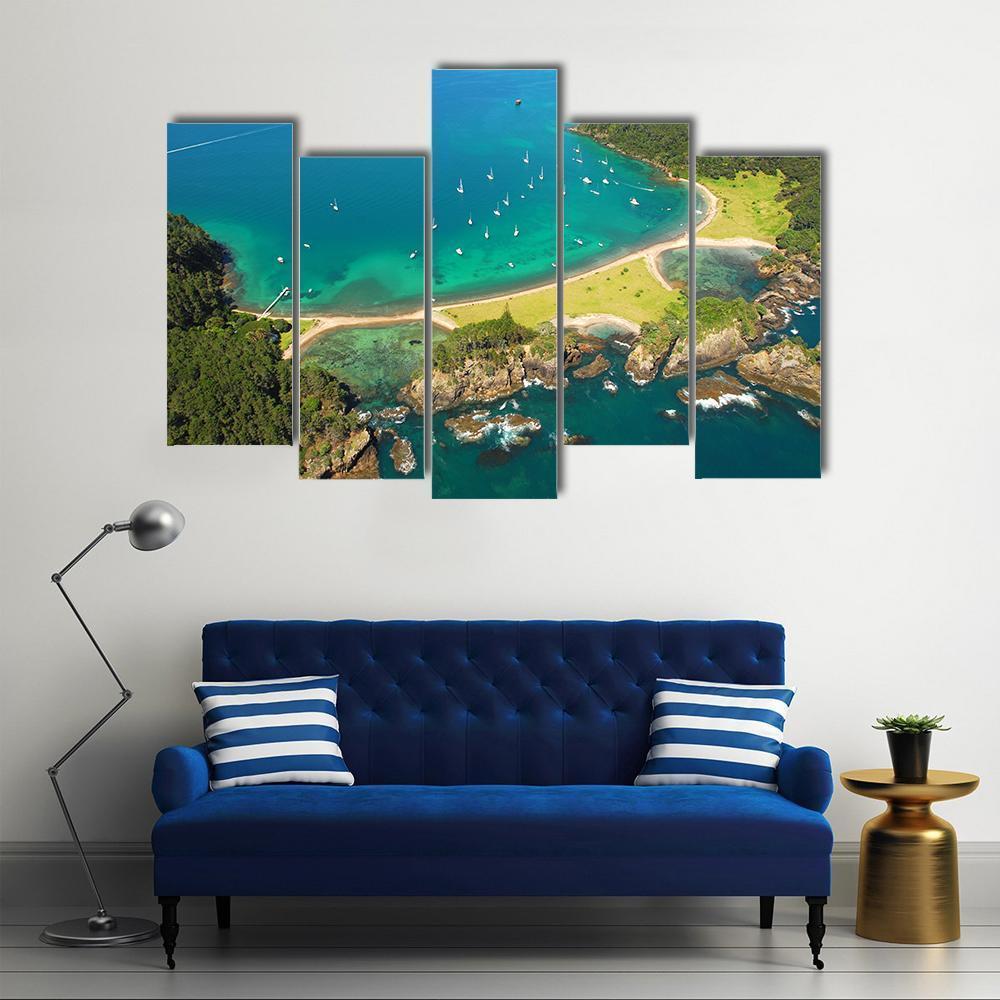 Roberton Island New Zealand Canvas Wall Art-5 Pop-Gallery Wrap-47" x 32"-Tiaracle