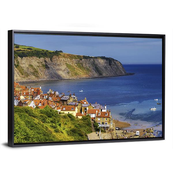 Robin Hoods Bay Village Canvas Wall Art-3 Horizontal-Gallery Wrap-25" x 16"-Tiaracle