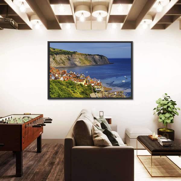 Robin Hoods Bay Village Canvas Wall Art-3 Horizontal-Gallery Wrap-25" x 16"-Tiaracle