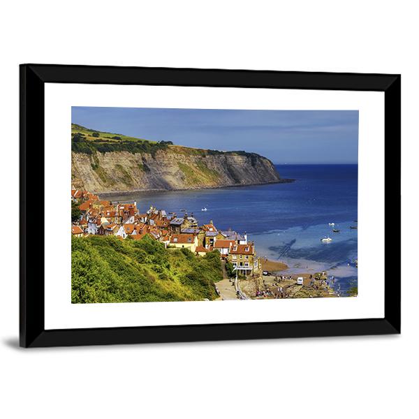Robin Hoods Bay Village Canvas Wall Art-3 Horizontal-Gallery Wrap-25" x 16"-Tiaracle