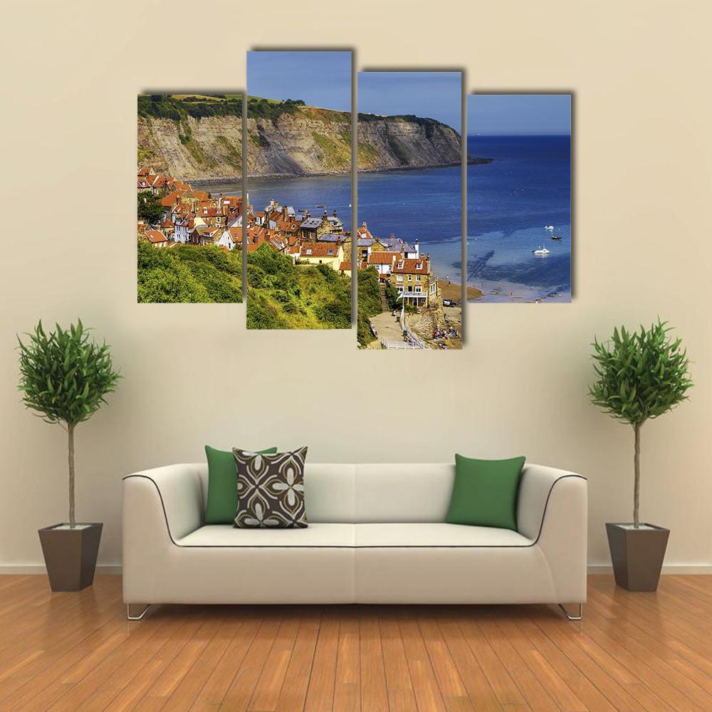 Robin Hoods Bay Village Canvas Wall Art-4 Pop-Gallery Wrap-50" x 32"-Tiaracle