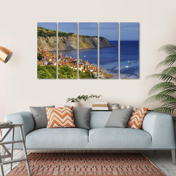 Robin Hoods Bay Village Canvas Wall Art-5 Horizontal-Gallery Wrap-22" x 12"-Tiaracle
