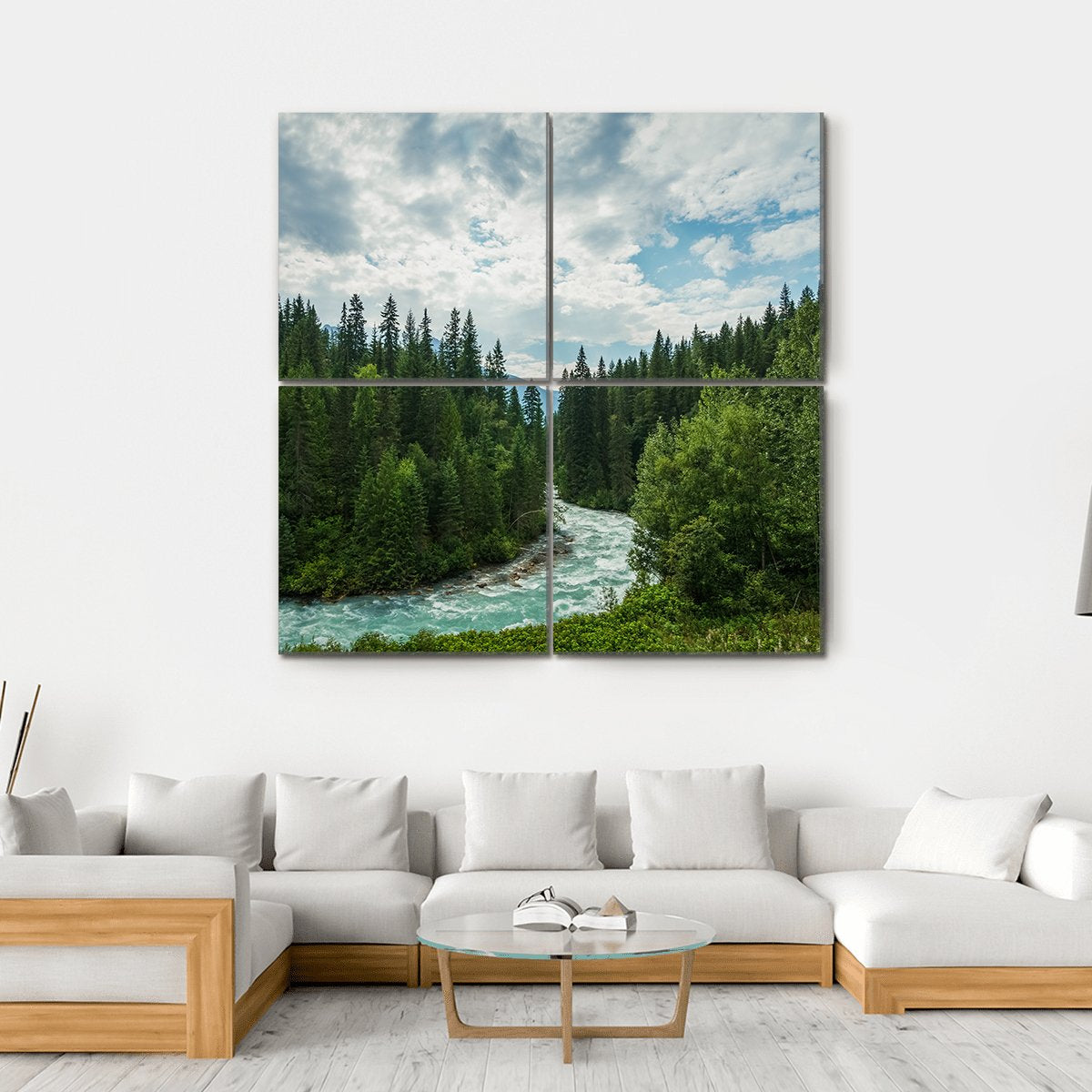 Robson River In British Columbia Canvas Wall Art-4 Square-Gallery Wrap-17" x 17"-Tiaracle
