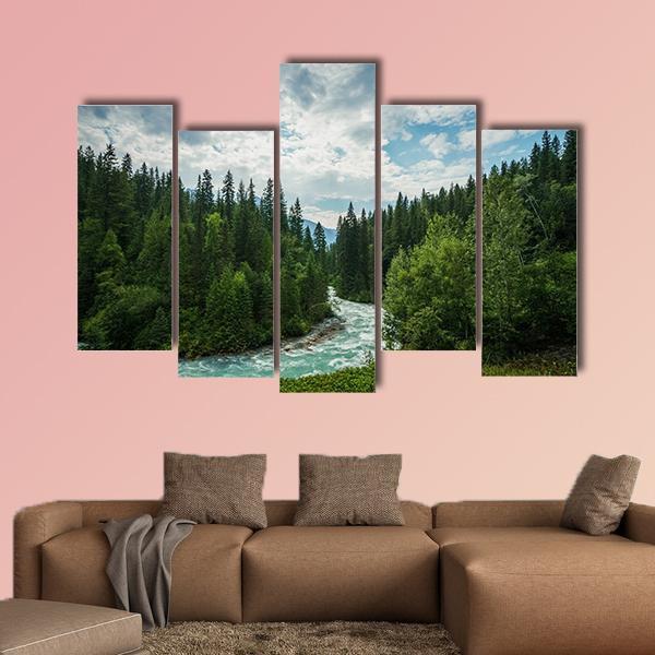 Robson River In British Columbia Canvas Wall Art-5 Pop-Gallery Wrap-47" x 32"-Tiaracle