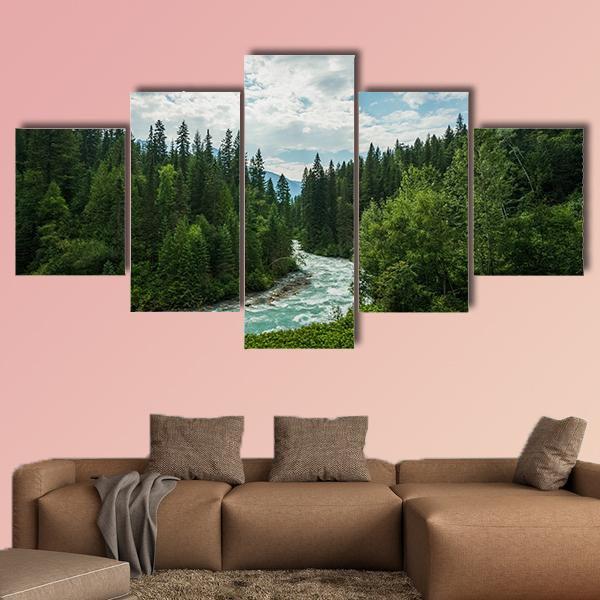 Robson River In British Columbia Canvas Wall Art-5 Star-Gallery Wrap-62" x 32"-Tiaracle