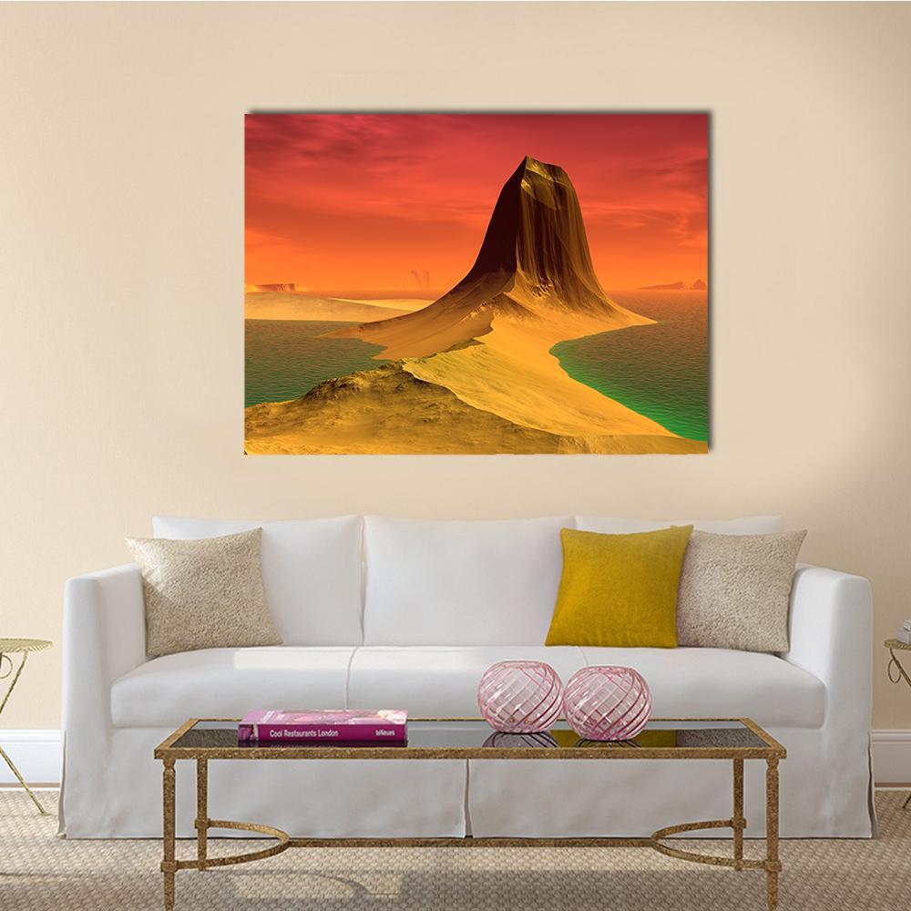 Rock & Lake Canvas Wall Art-4 Horizontal-Gallery Wrap-34" x 24"-Tiaracle