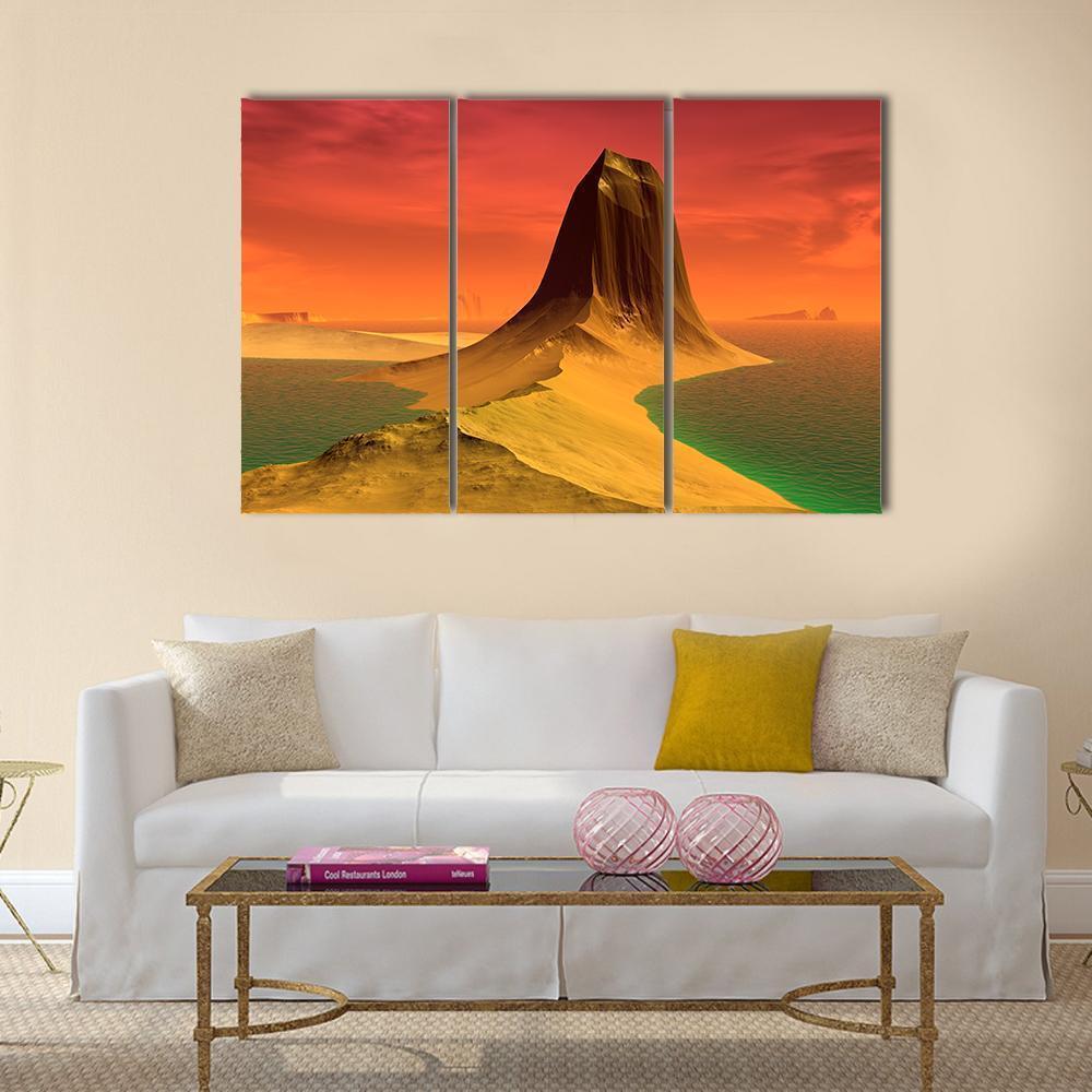Rock & Lake Canvas Wall Art-3 Horizontal-Gallery Wrap-37" x 24"-Tiaracle
