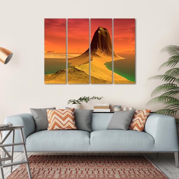 Rock &amp; Lake Canvas Wall Art-4 Horizontal-Gallery Wrap-34" x 24"-Tiaracle