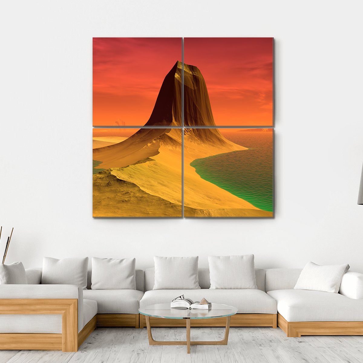 Rock &amp; Lake Canvas Wall Art-4 Square-Gallery Wrap-17" x 17"-Tiaracle