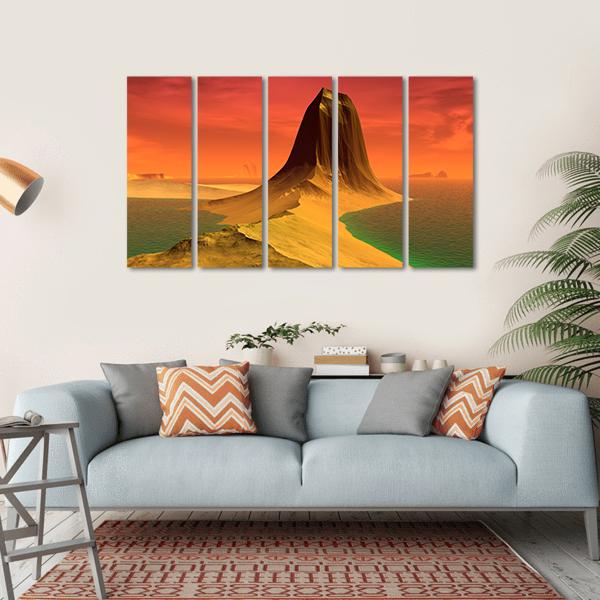 Rock & Lake Canvas Wall Art-5 Horizontal-Gallery Wrap-22" x 12"-Tiaracle