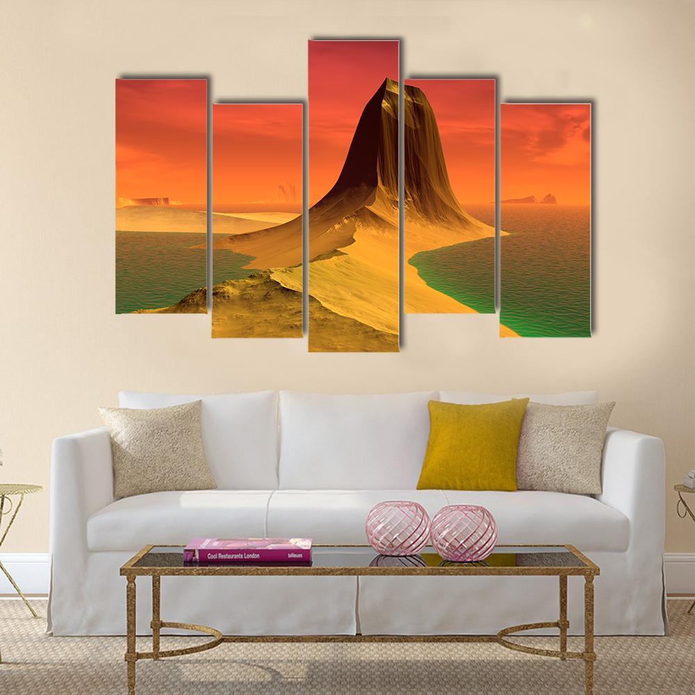 Rock & Lake Canvas Wall Art-5 Pop-Gallery Wrap-47" x 32"-Tiaracle