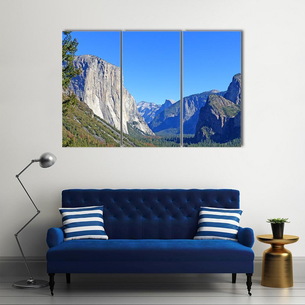 Rock El Capitan In Yosemite National Park Canvas Wall Art-3 Horizontal-Gallery Wrap-37" x 24"-Tiaracle