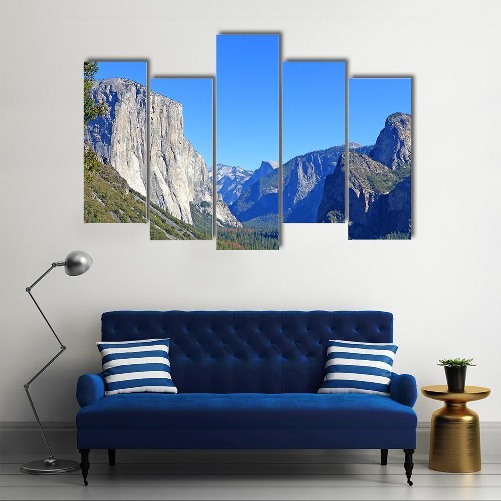 Rock El Capitan In Yosemite National Park Canvas Wall Art-5 Pop-Gallery Wrap-47" x 32"-Tiaracle