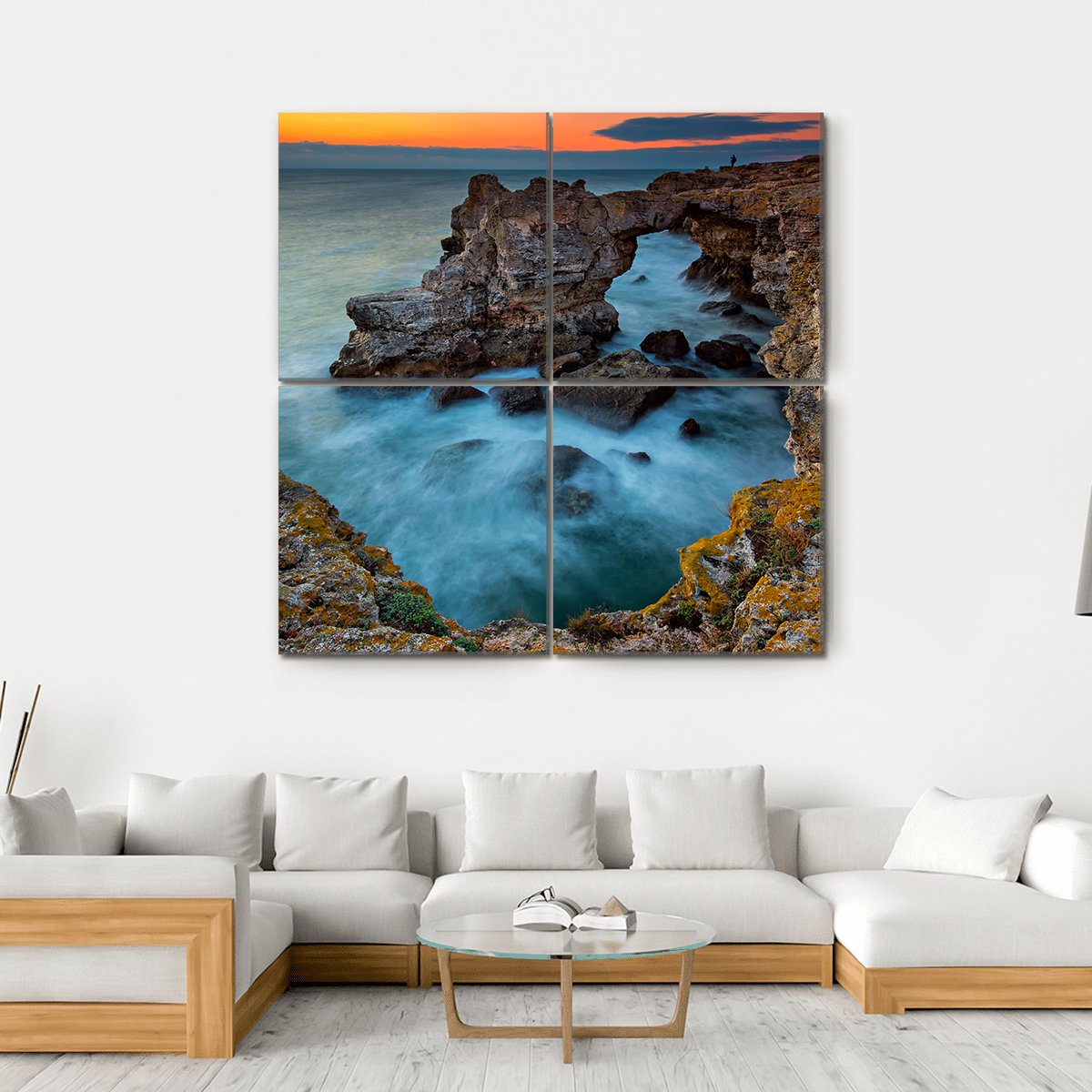 Rock Formation Arch In Bulgaria Canvas Wall Art-4 Square-Gallery Wrap-17" x 17"-Tiaracle
