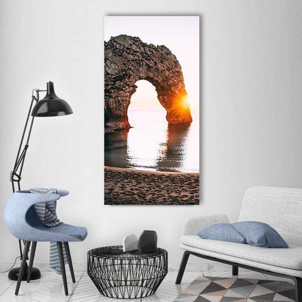 Rock Formation On Ocean Sea Beach Vertical Canvas Wall Art-1 Vertical-Gallery Wrap-12" x 24"-Tiaracle
