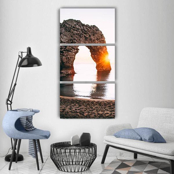 Rock Formation On Ocean Sea Beach Vertical Canvas Wall Art-3 Vertical-Gallery Wrap-12" x 25"-Tiaracle