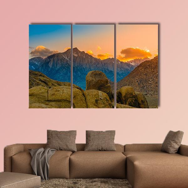 Rock Formations Of Alabama Hills Canvas Wall Art-3 Horizontal-Gallery Wrap-37" x 24"-Tiaracle