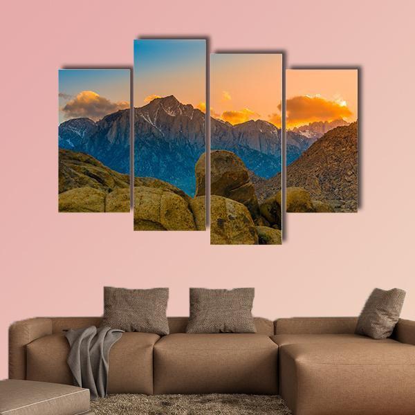Rock Formations Of Alabama Hills Canvas Wall Art-4 Pop-Gallery Wrap-50" x 32"-Tiaracle