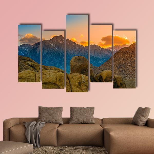 Rock Formations Of Alabama Hills Canvas Wall Art-5 Pop-Gallery Wrap-47" x 32"-Tiaracle