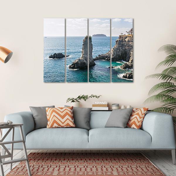 Rock In Jeju Island Canvas Wall Art-4 Horizontal-Gallery Wrap-34" x 24"-Tiaracle