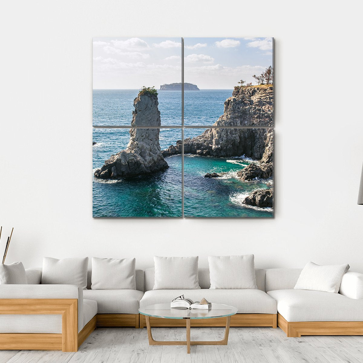 Rock In Jeju Island Canvas Wall Art-4 Square-Gallery Wrap-17" x 17"-Tiaracle