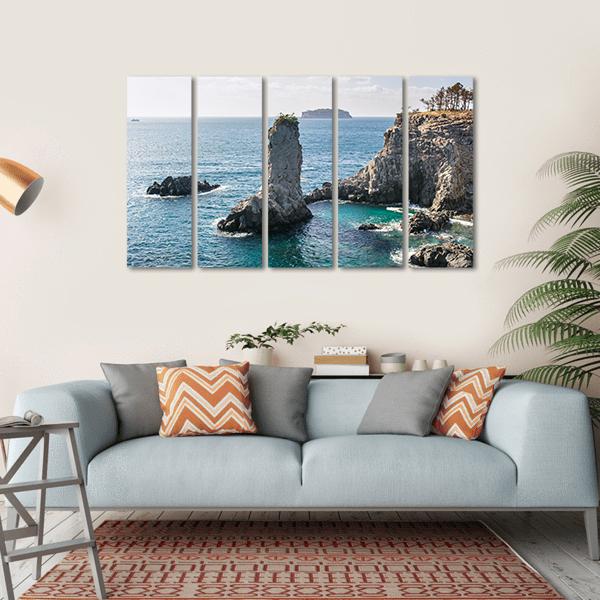 Rock In Jeju Island Canvas Wall Art-5 Horizontal-Gallery Wrap-22" x 12"-Tiaracle