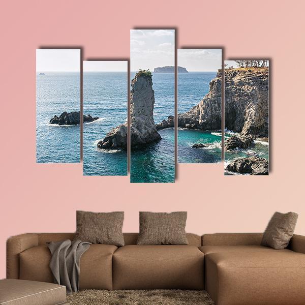 Rock In Jeju Island Canvas Wall Art-5 Pop-Gallery Wrap-47" x 32"-Tiaracle