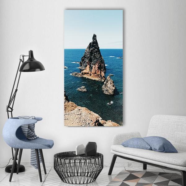 Rock In Ocean Beach Vertical Canvas Wall Art-1 Vertical-Gallery Wrap-12" x 24"-Tiaracle
