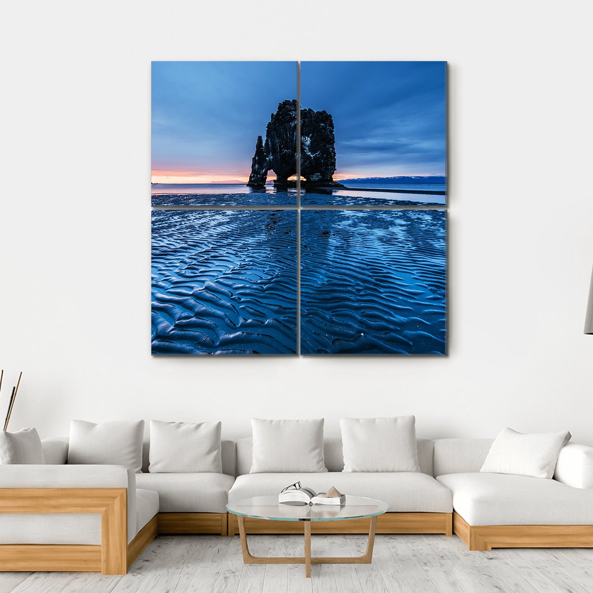 Rock In The Sea In Iceland Canvas Wall Art-4 Square-Gallery Wrap-17" x 17"-Tiaracle