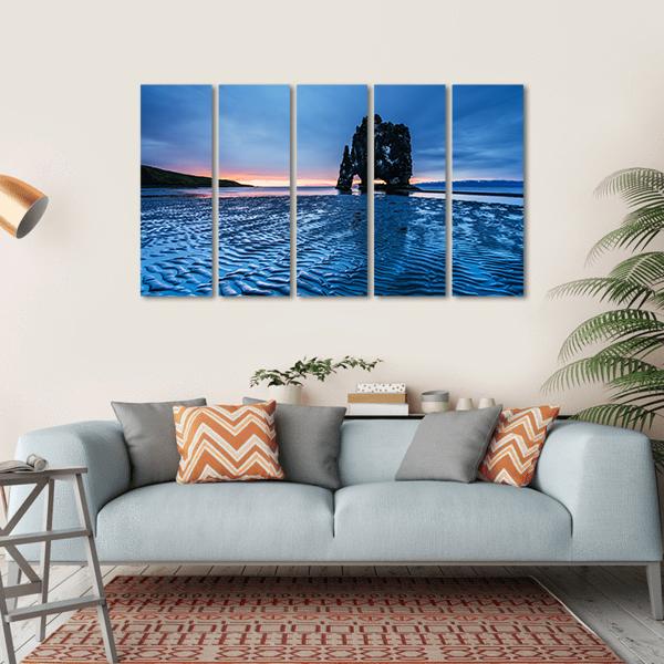 Rock In The Sea In Iceland Canvas Wall Art-5 Horizontal-Gallery Wrap-22" x 12"-Tiaracle
