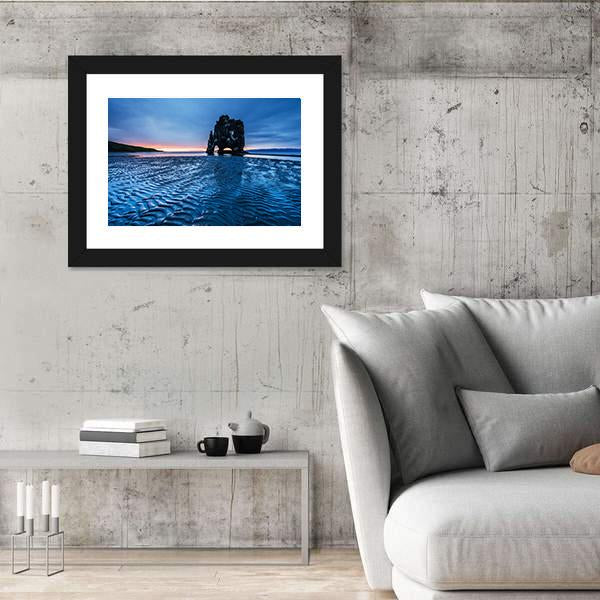 Rock In The Sea In Iceland Canvas Wall Art-3 Horizontal-Gallery Wrap-25" x 16"-Tiaracle
