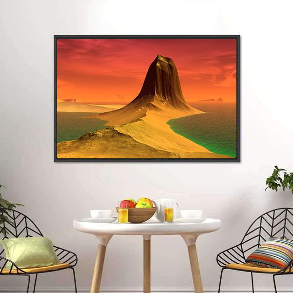 Rock &amp; Lake Canvas Wall Art-1 Piece-Floating Frame-24" x 16"-Tiaracle