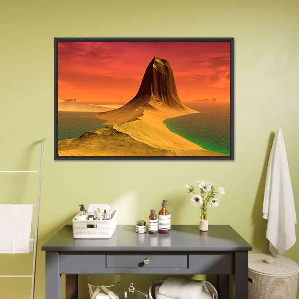 Rock &amp; Lake Canvas Wall Art-5 Horizontal-Gallery Wrap-22" x 12"-Tiaracle