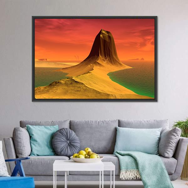 Rock &amp; Lake Canvas Wall Art-5 Horizontal-Gallery Wrap-22" x 12"-Tiaracle