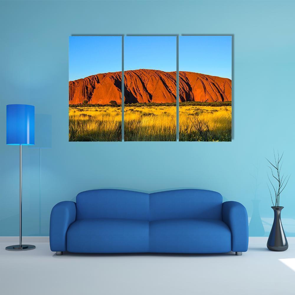 Rock Mountain Surrounded By Green Grass Canvas Wall Art-3 Horizontal-Gallery Wrap-37" x 24"-Tiaracle