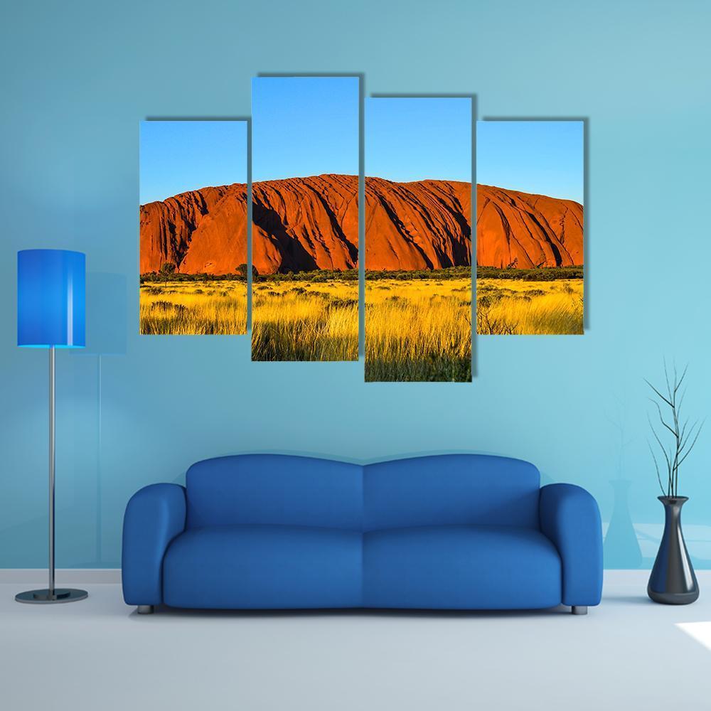 Rock Mountain Surrounded By Green Grass Canvas Wall Art-4 Pop-Gallery Wrap-50" x 32"-Tiaracle