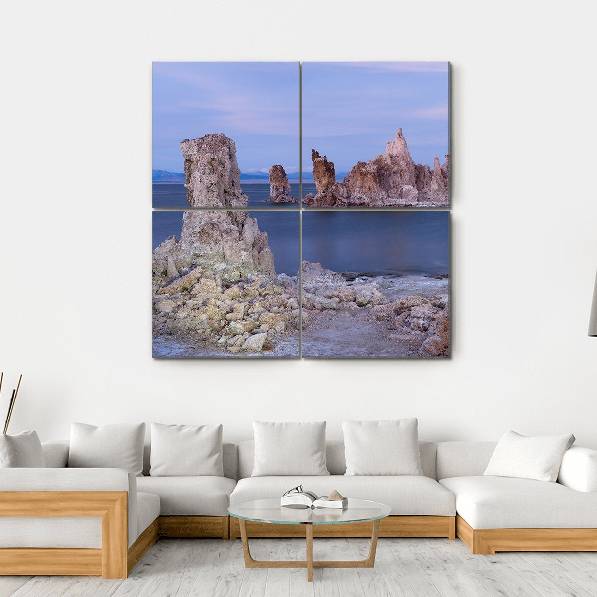 Rock Salt Tufa Formations In Mono Lake California Canvas Wall Art-4 Square-Gallery Wrap-17" x 17"-Tiaracle