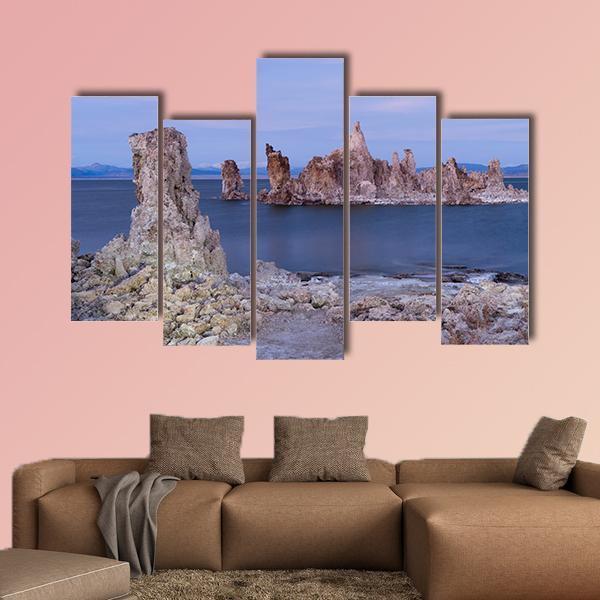 Rock Salt Tufa Formations In Mono Lake California Canvas Wall Art-5 Pop-Gallery Wrap-47" x 32"-Tiaracle